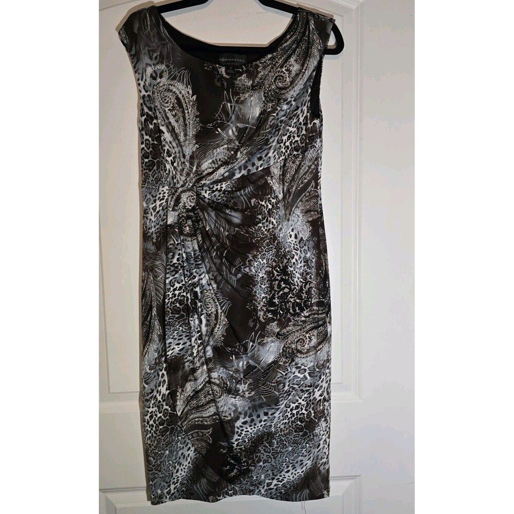 Connected Apparel Brown  Geometric Floral Sleeveless Midi Dress - SZ 12